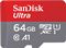 SanDisk Ultra 64 GB microSDXC Memory Card + SD Adapter with A1 App Performance Up to 120 MB/s, Class 10, U1